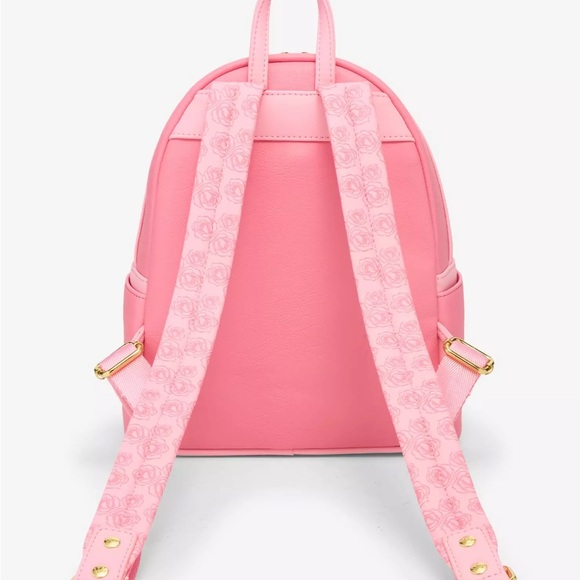 Loungefly Disney Beauty and the Beast pink backpack w/ 3D flowers - Picture 3 of 4
